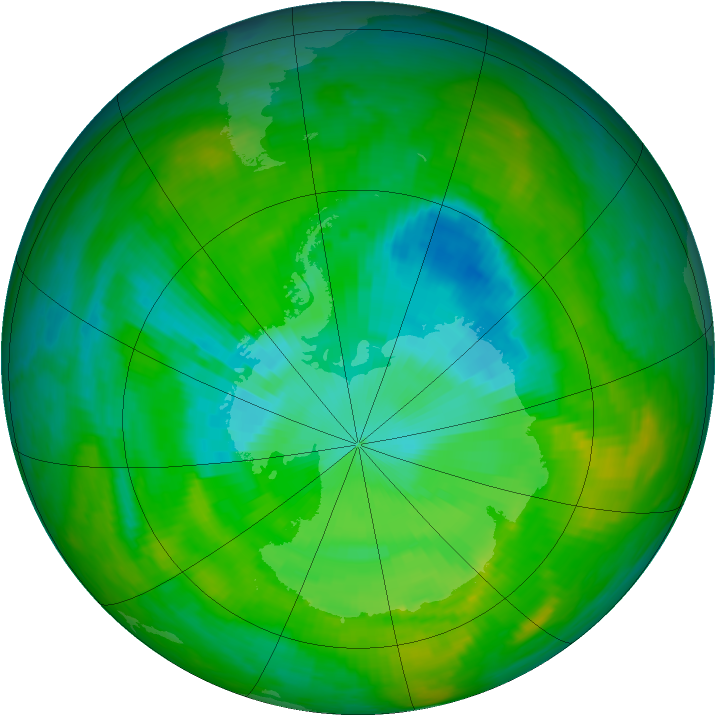 Antarctic ozone map for 08 December 1989
